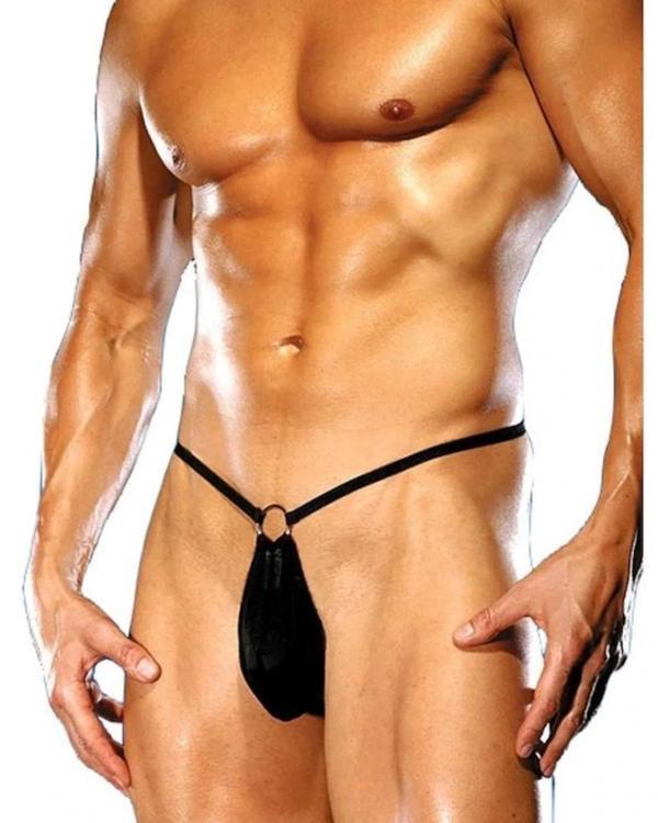 Fantezi Halkalı Seksi Siyah Erkek String - Image 1