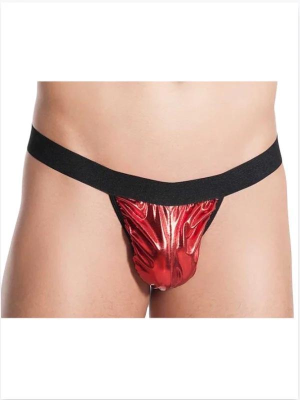 Fantezi Kırmızı Lame Seksi Erkek String - Tanga - Image 1