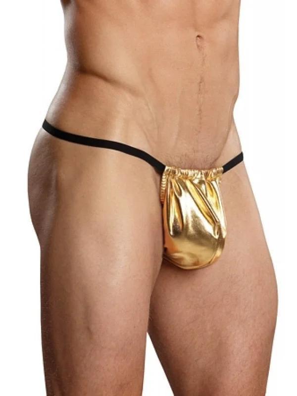 Fantazi Altın Sarısı Lame Erkek String-tanga - Image 1