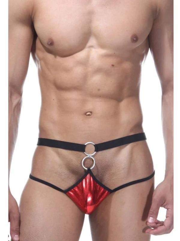 Fantezi Kırmızı Önü Halkalı Seksi Erkek String-tanga - Image 1