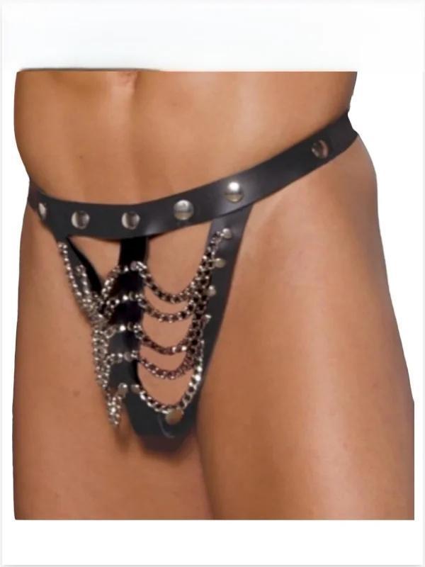 Fantezi Deri Zincirli Erkek Tanga İç Çamaşırı - Image 1