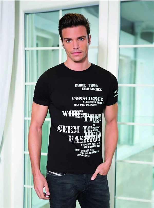 046 Yazı Baskılı Erkek Tşört - Image 1