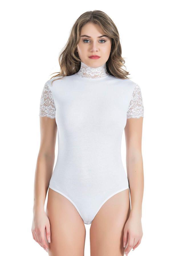 Dantelli Balıkçı Yaka Kadın Body 330 - Image 1