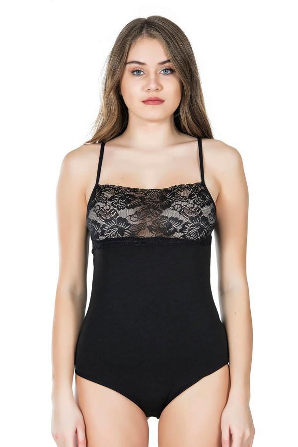 Dantel Yaka Askılı Çıtçıtlı Kadın Body 312 - Image 1