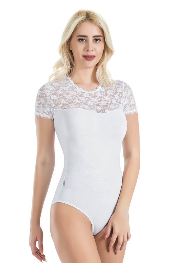Yarım Kol Dantelli Kadın Body 338 - Image 1
