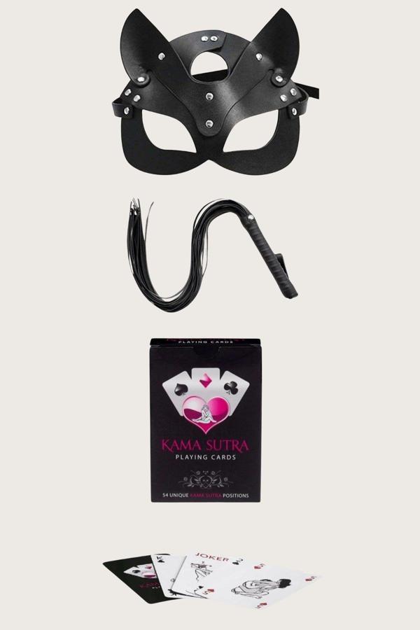 Sexy Görselli Oyun Kartı Kama Sutra Kırbaç Maske Set - Image 1