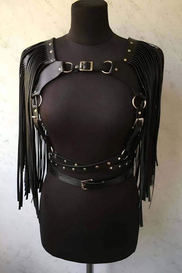 Püsküllü Deri Ceket Harness, Şık Deri Harness Ceket - Brf999 - Image 1