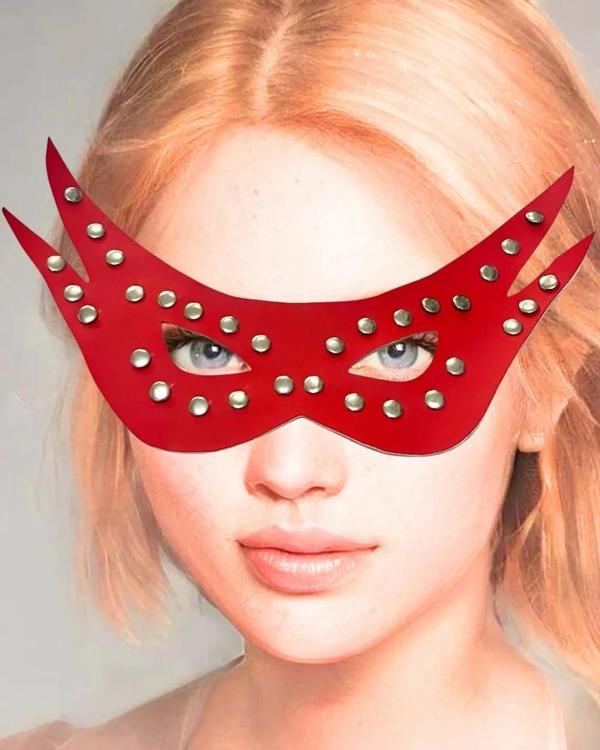 Deri Fantezi Kırmızı Parti Maskesi - Image 1