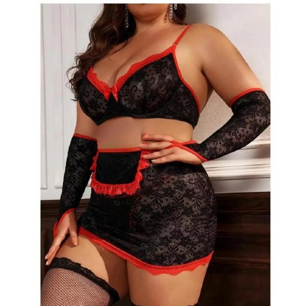 Büyük Beden Fantazi Seksi Dantel Babydol Fantezi Gecelik (çorapsız) - Image 1