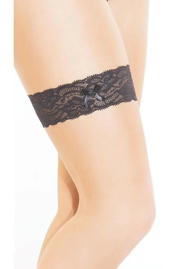 Fantezi Seksi Dantelli Fiyonklu Siyah Bacak Bandı - Image 1