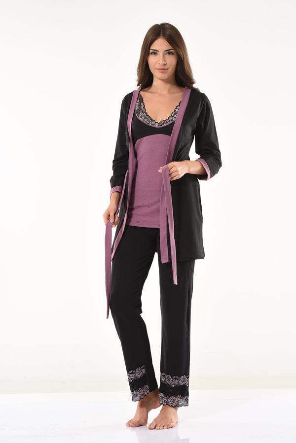 Dantel Detaylı Gecelik Sabahlık Takım 1043 - Image 1