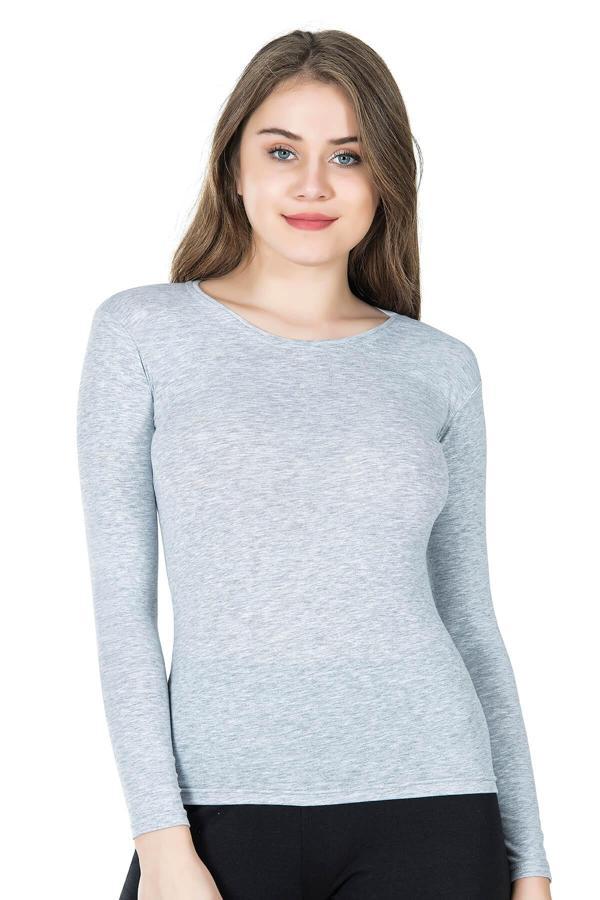 Bisiklet Yaka Uzun Kol Kadın Tişört 244 - Image 1