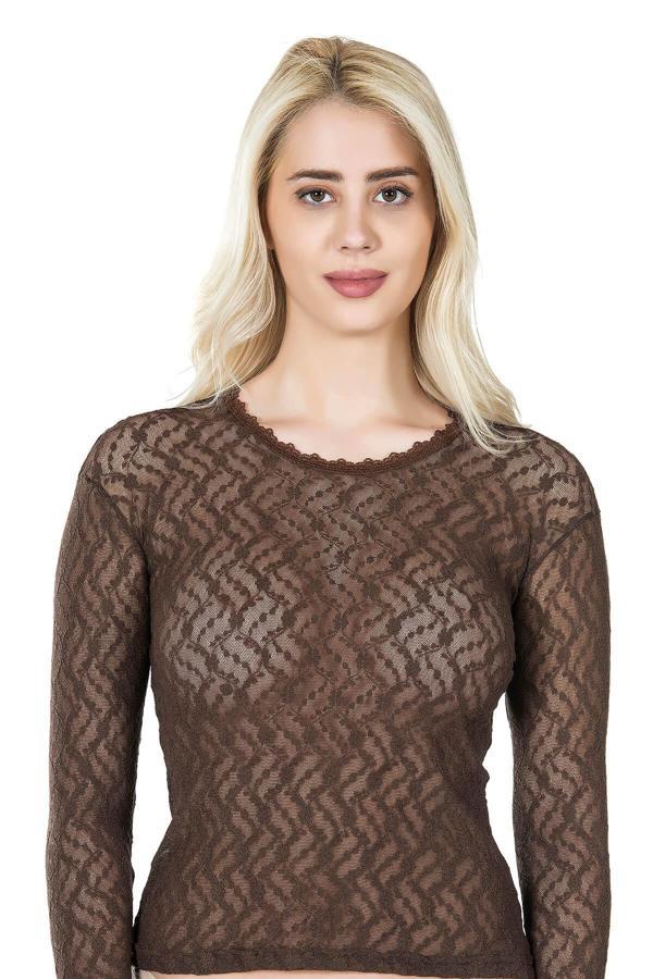 Uzun Kol Dantelli Kadın Tişört 279 - Image 1