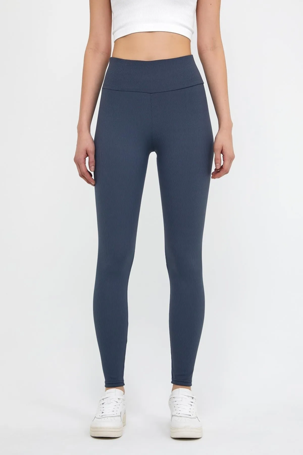 Lacivert Yüksek Bel Fitilli Tayt 0608 - Image 1