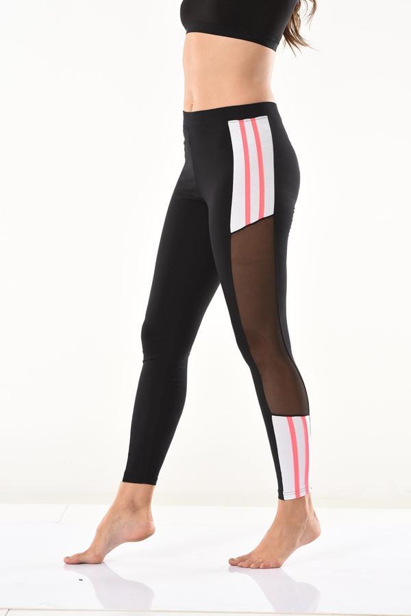 Transparan Detaylı Şeritli Kadın Tayt 0584 - Image 1