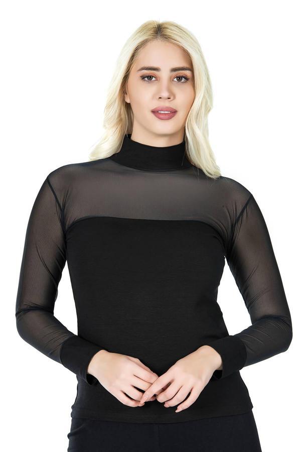 Balıkçı Yaka Transparan Kadın Tişört 296 - Image 1