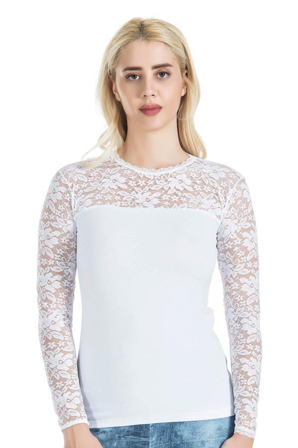 Uzun Kol Dantelli Kadın Tişört 243 - Image 1