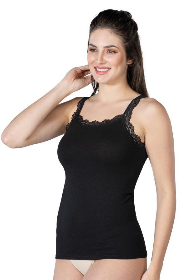 Siyah Mı Emay 1411 Modal Cotton Dantelli Atlet - Image 1