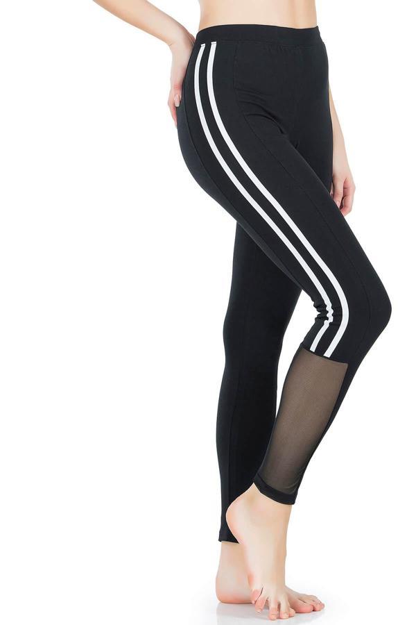 Şeritli Transparan Detaylı Kadın Tayt 0602 - Image 1