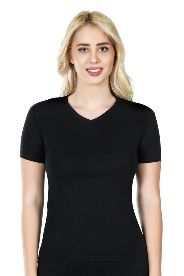 Yarım Kol V Yaka Kadın Tişört 227 - Image 1