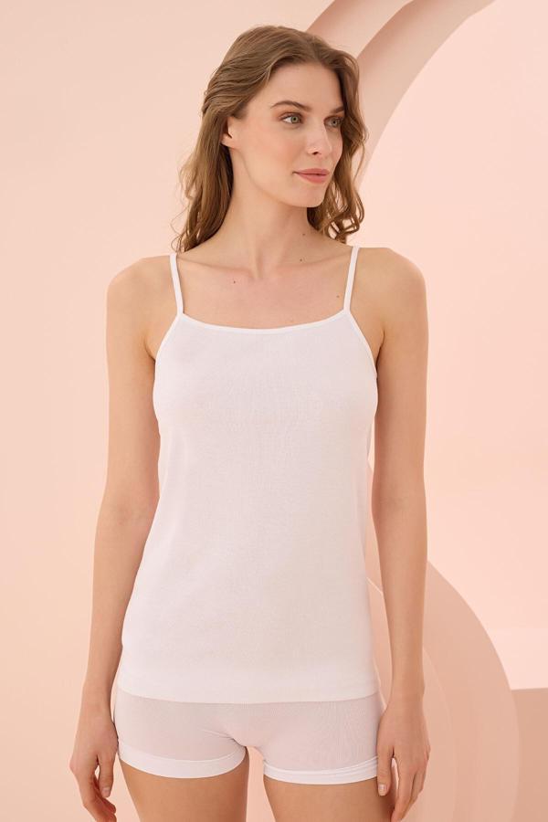 İp Askılı Beyaz Ribana Atlet - Image 1