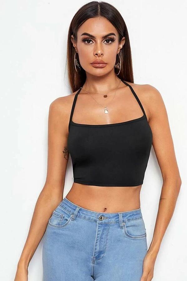 Kadın Siyah Belden Bağlamalı Şık Büstiyer - Image 1