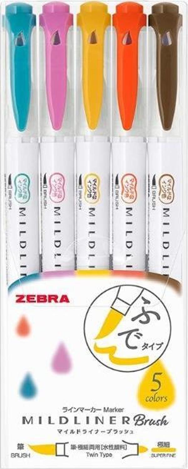 Zebra Mildliner Fırça Uçlu Fosforlu Kalem 5’li WFT8-5CRC Model 3 - Image 1