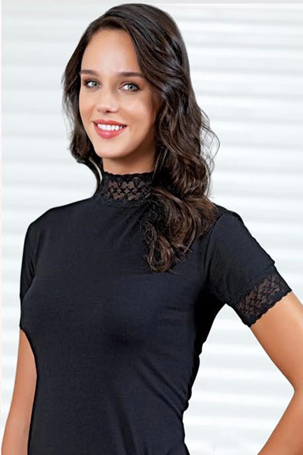 Şahinler Bayan Dantelli Yarım Kollu Atlet B629 - Image 1