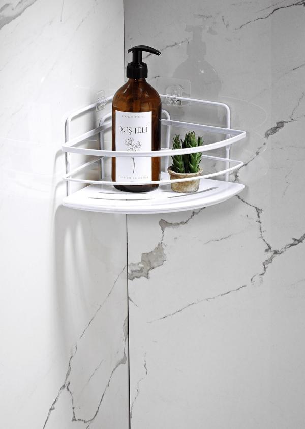 Yapışkanlı Ömür Boyu Paslanmaz Kristal Ayarlanabilir Raf Banyo Düzenleyici Şampuanlık LK-01 BB - Image 1