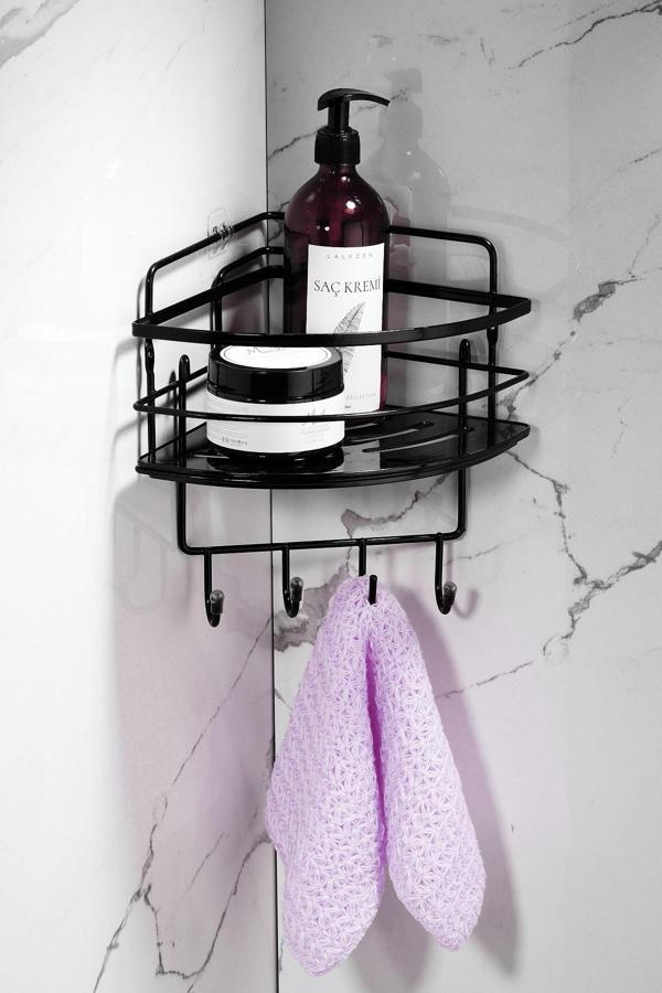 Yapışkanlı Ömür Boyu Paslanmaz Kristal Ayarlanabilir Raf Banyo Düzenleyici Şampuanlık LK-01 SSSK - Image 1