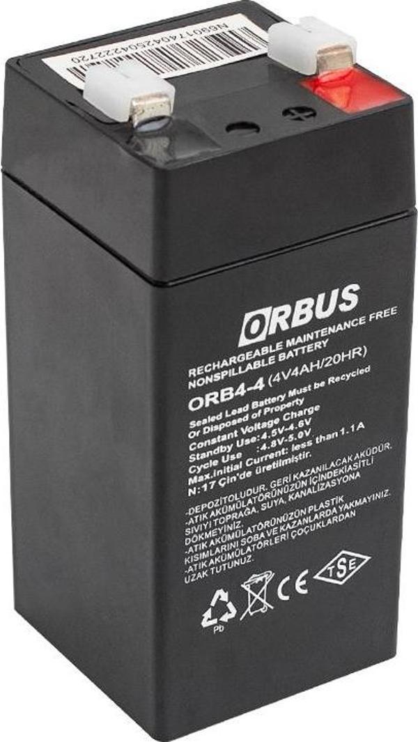 ORBUS ORB4-4 4 VOLT - 4 AMPER DİK AKÜ (45 X 45 X 100 MM) - Eski Akü İadesiz - Image 1