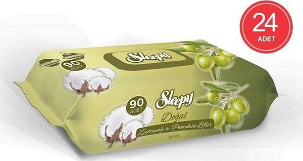 Sleepy Islak Havlu Zeytinyağlı ve Pamuksu Lifler 90'lı 24 Paket - Image 1