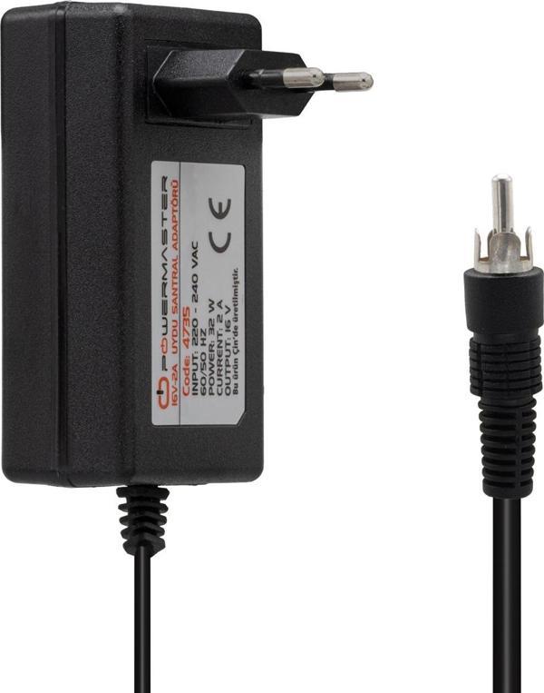 POWERMASTER PM-4735 16 VOLT - 2 AMPER PRİZ TİPİ TOS FİŞLİ RCA SANTRAL ADAPTÖRÜ - Image 1