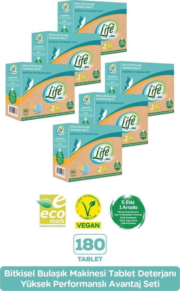 Life By Fakir Ekolojik Vegan Bulaşık Makinesi Deterjanı Tableti 30'lu x 6 Adet - Image 1