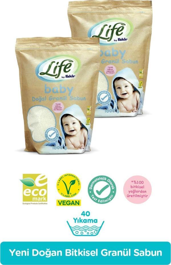 Life by Fakir Doğal Bebek Granül Toz Sabun 1 kg x 2 Adet - Image 1