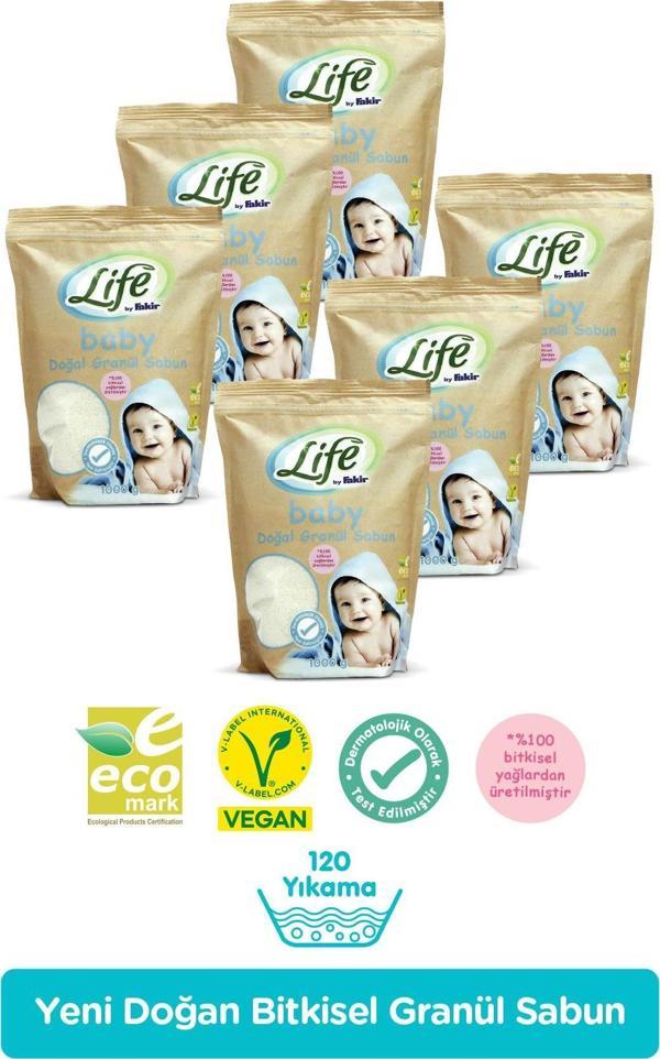 Life By Fakir Doğal Bebek Granül Toz Sabun 1 kg x 6 Adet - Image 1
