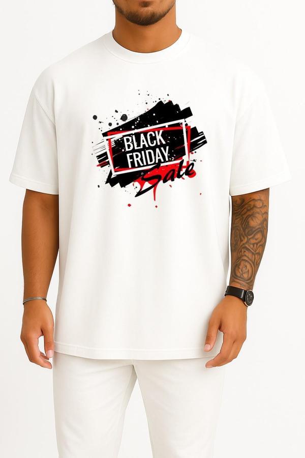 Oversize Black Friday İndirimleri Göğüs Tasarımlı Unisex T-Shirt - Image 1