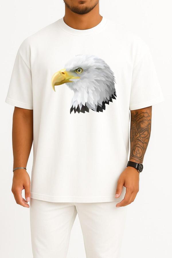 Oversize Bald Eagle, Eagle Head Göğüs Tasarımlı Unisex T-Shirt - Image 1