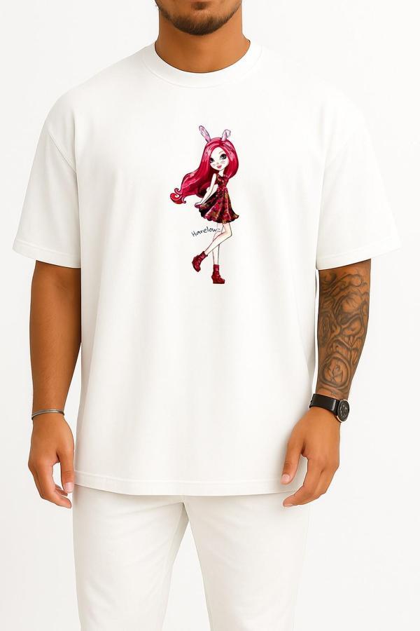 Oversize Ever After High Pixies Wikia Art Dragon Göğüs Tasarımlı Unisex T-Shirt - Image 1