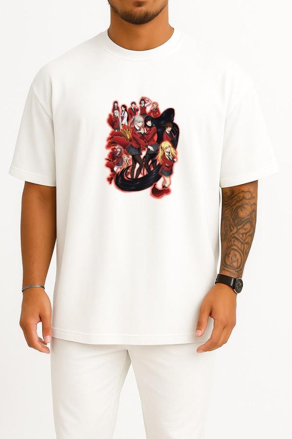Oversize Kakegurui - Kumar baz Anime Göğüs Tasarımlı Unisex T-Shirt - Image 1