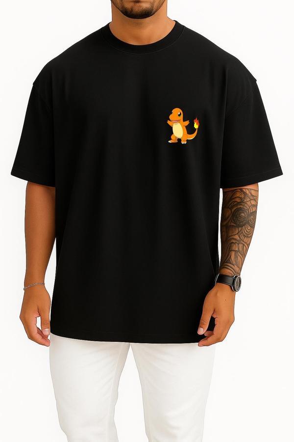 Oversize Charmander Cep Baskılı Unisex T-Shirt - Image 1