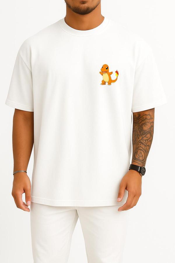 Oversize Charmander Cep Baskılı Unisex T-Shirt - Image 1