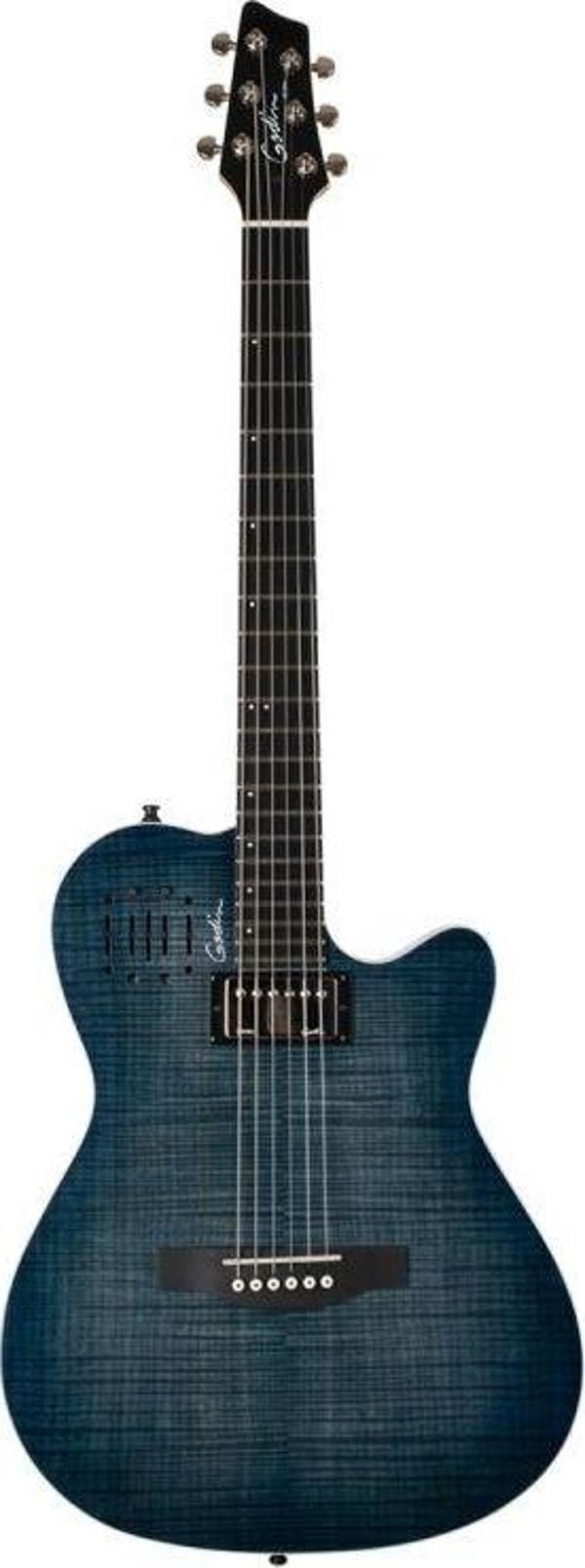 Godin A6 Ultra Elektro Akustik Gitar (Denim Blue Flame) - Image 1