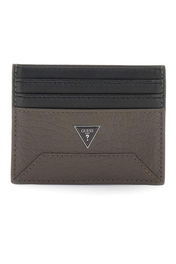 Guess Erkek Ren Bloklu Dokulu Deri Kartlık - Kahverengi - Image 1