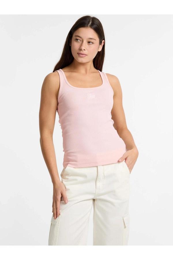 Guess Gj Tank Top Slım Rıb Embro Kadın Pembe Atlet W5Gp26Ka0H1-G6R4 - Image 1