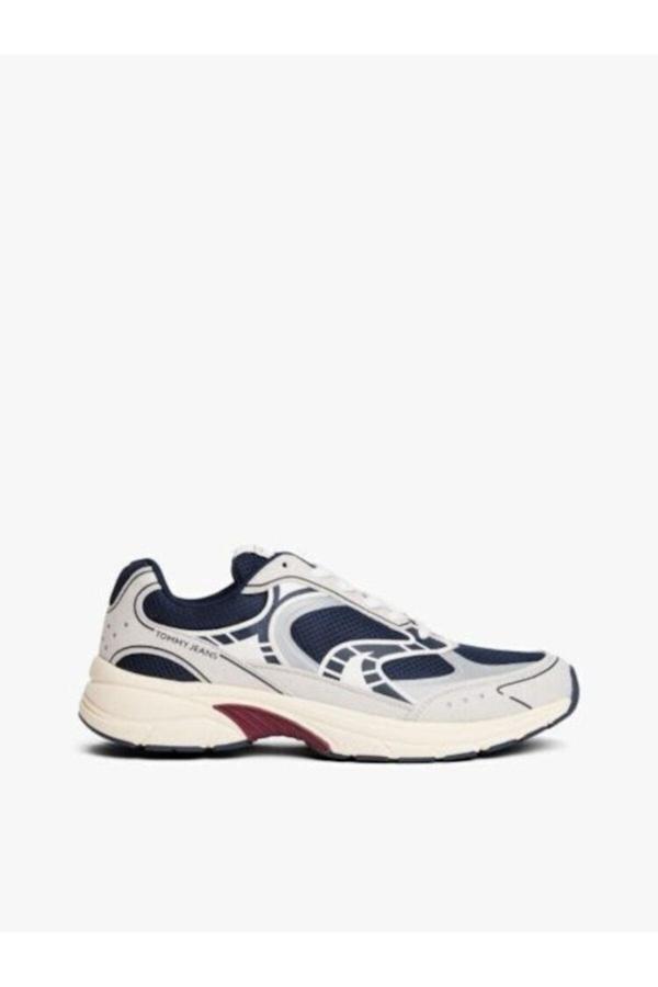 Tommy Hilfiger Erkek Yüksek Rahat Taban Nefes Alabilen File Detaylı Lacivert-Beyaz Sneaker Em0Em01622-0Gz - Image 1