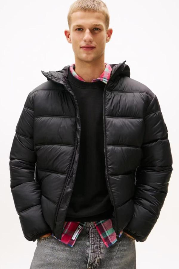 Tommy Hilfiger Erkek Regular Fit Kapüşonlu Şişme Mont - Siyah - Image 1