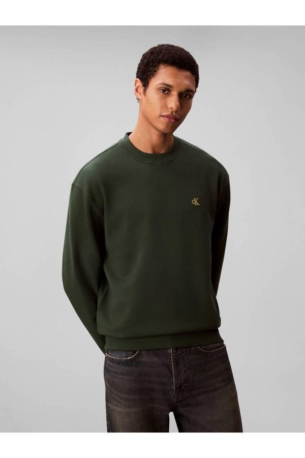 Calvin Klein Erkek Regular Fit Pamuklu Bisiklet Yaka Uzun Kollu Yeşil Sweatshirt Lv04Rc296G-Llg - Image 1