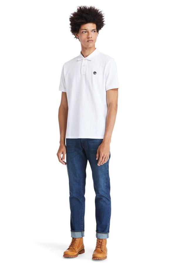 Timberland Tfo Chest Logo Polo Beyaz Erkek Kısa Kol T-Shirt - Image 1