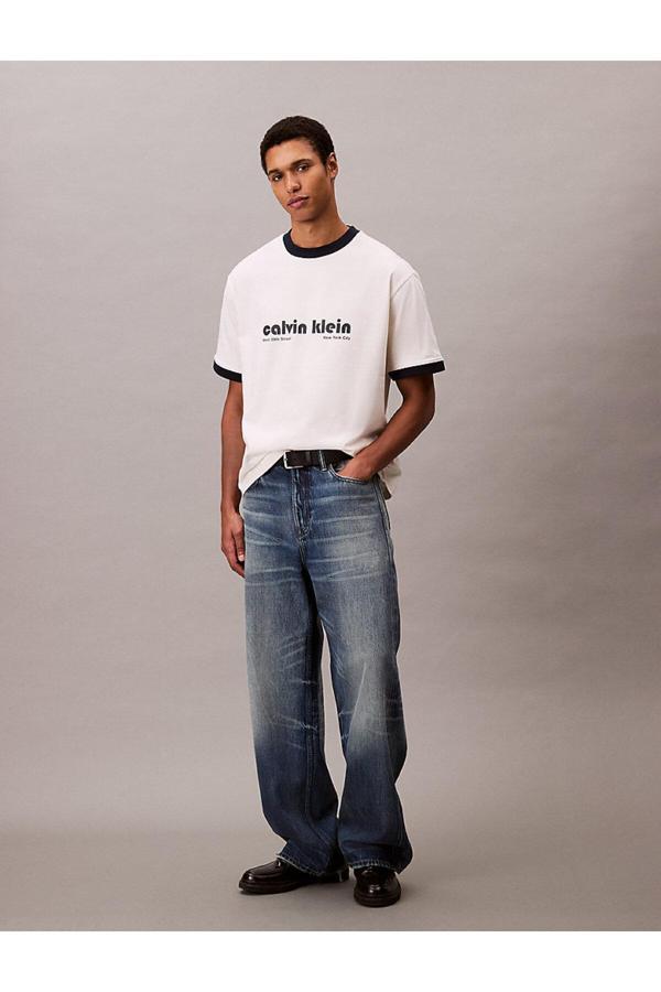 Calvin Klein Erkek Krem Beyaz Tişörtler - Image 1